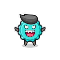 illustration of evil bottle cap mascot character