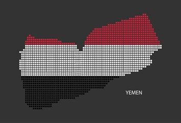 Yemen map design flag Yemen square, black background.