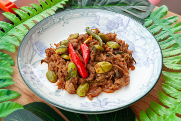 Street Food In Thailand, Stir fried Beef and curry paste