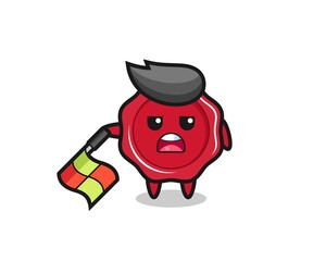 sealing wax character as line judge hold the flag down at a 45 degree angle