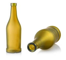 empty brown glass bottle isolated on white background