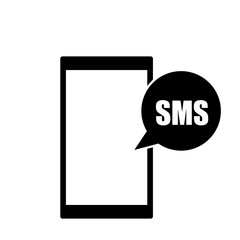 Smartphone with sms message icon. Flat illustration.