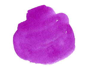 Abstract purple watercolor shape. Watercolor hand drawn stain isolated on white