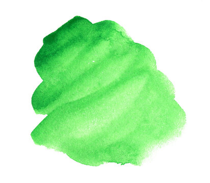 Abstract green watercolor shape. Watercolor hand drawn stain isolated on white © Oleksandr Blishch