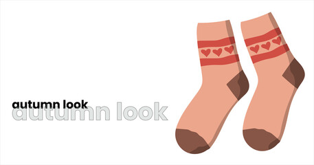 socks with an autumn print, isolated on a white background. Illustration for a fashion clothing magazine. Fashionable autumn look. vector