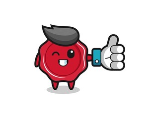 cute sealing wax with social media thumbs up symbol
