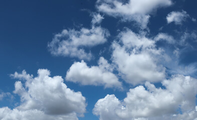 Clouds in the sky, an awesome picture of silvery clouds sailing across the deep blue skies in midday at Mysuru, in India.