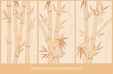 collection of abstract illustration with light gold bamboo 