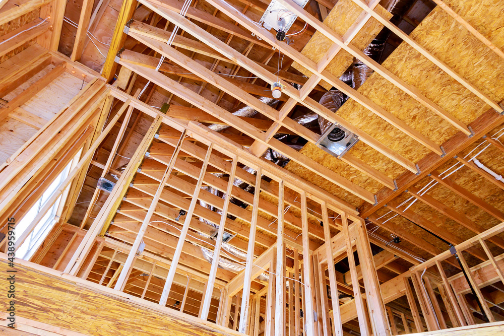 Canvas Prints frame house roof of house attic under construction frame wooden beams