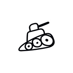 Fototapeta na wymiar Tank icon in doodle sketch lines. Military weapon war.