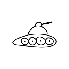 Tank icon in doodle sketch lines. Military weapon war.