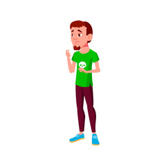 sad caucasian guy waiting tramway long time cartoon vector. sad caucasian guy waiting tramway long time character. isolated flat cartoon illustration