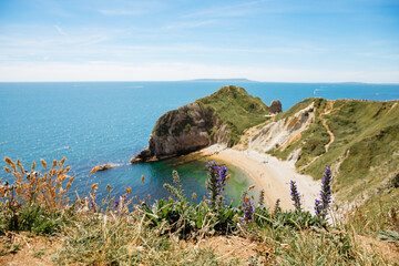 Great white cliffs by the sea in England. white cliffs of south England