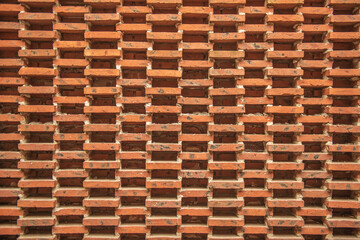 Background of  old red brick wall texture. Home or office design backdrop.