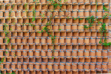 Red background of a red brick art wall