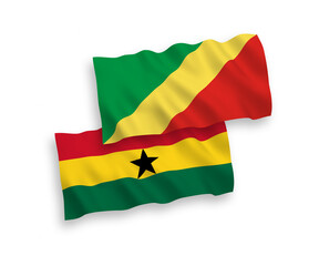 Flags of Republic of the Congo and Ghana on a white background