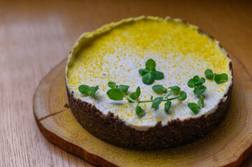 Vegan nut cake. Lime and Chocolate Cashew Tart