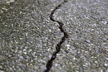 Cracked asphalt floor