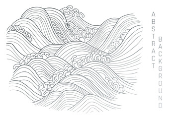 Fototapeta na wymiar vector white and silver abstract illustration with stylized waves in japanese style