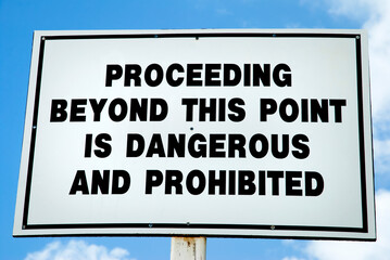 The Warning Sign On Half Moon Cay Island Beach