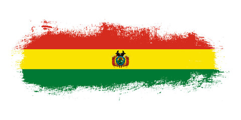 Stain brush stroke flag of Bolivia country with abstract banner concept background