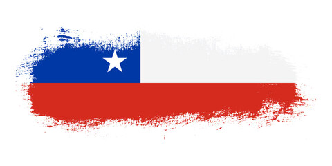 Stain brush stroke flag of Chile country with abstract banner concept background