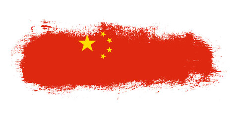 Stain brush stroke flag of China country with abstract banner concept background