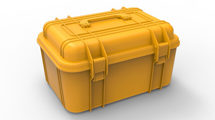 3D rendering - yellow hard luggage case
