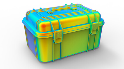 3D rendering - rainbow colored case luggage