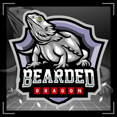 Leucistic Bearded dragon mascot. esport logo design