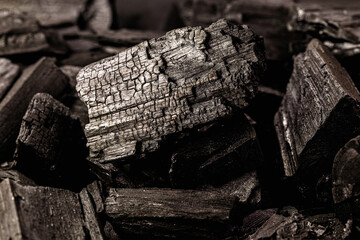 pieces of charcoal, charcoal mine, spot focus