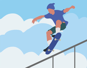 Skating Young Man in action