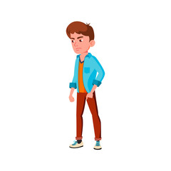 dreary boy in police station cartoon vector. dreary boy in police station character. isolated flat cartoon illustration