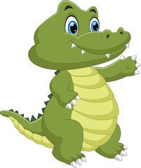 Fototapeta premium cartoon cute baby crocodile waving