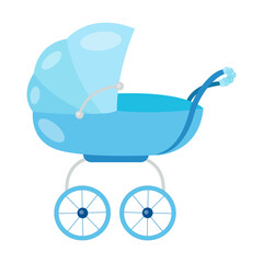 Fototapeta na wymiar Vector illustration of a baby stroller for a boy
