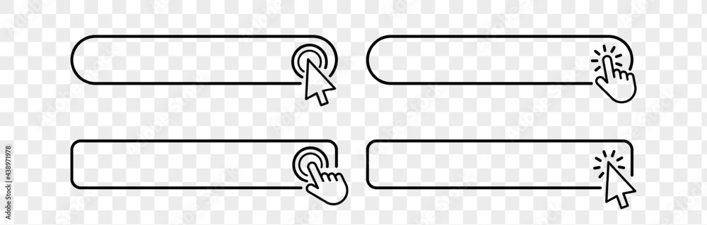 Fototapete Click cursor blank button icon isolated on transparent background. Vector hand pointer clicking banner. Click cursor set button with hand pointer clicking.