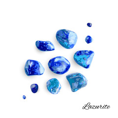 Lazuli pebbles set, blue lapis lazuli stone, polished lazurite