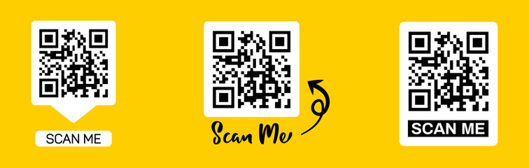 Scan qr code icon. Quick response code or QR code set for smartphone. QR code for mobile app, payment and website. Scan me phone tag. - obrazy, fototapety, plakaty