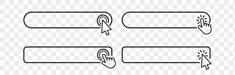 Click cursor blank button icon isolated on transparent background. Vector hand pointer clicking banner. Click cursor set button with hand pointer clicking. - obrazy, fototapety, plakaty