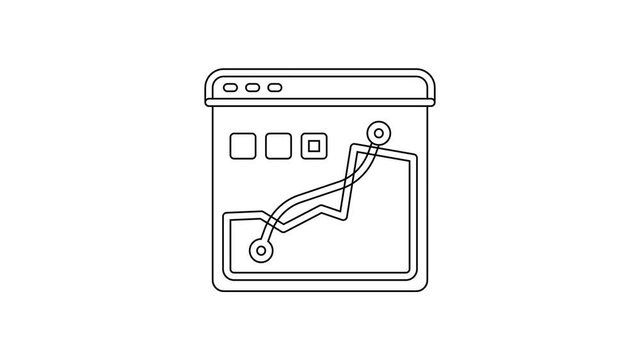 Black line Histogram graph photography icon isolated on white background. 4K Video motion graphic animation