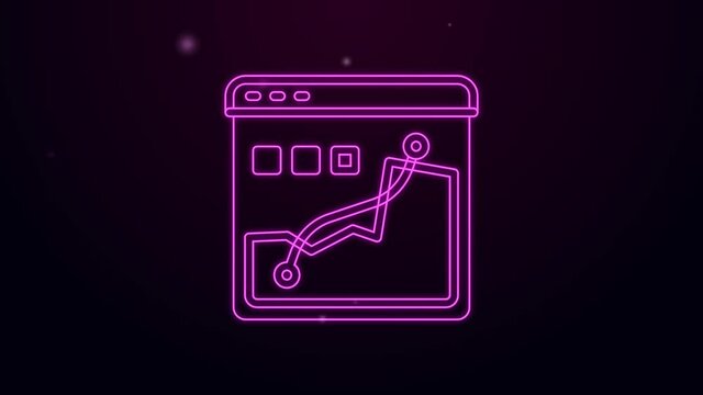 Glowing neon line Histogram graph photography icon isolated on black background. 4K Video motion graphic animation