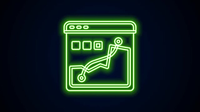 Glowing neon line Histogram graph photography icon isolated on black background. 4K Video motion graphic animation