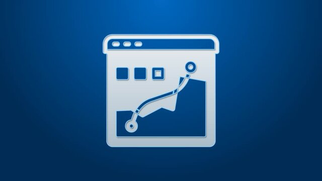 White line Histogram graph photography icon isolated on blue background. 4K Video motion graphic animation