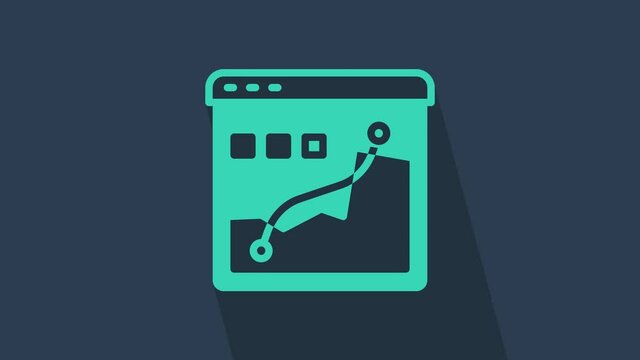 Turquoise Histogram graph photography icon isolated on blue background. 4K Video motion graphic animation