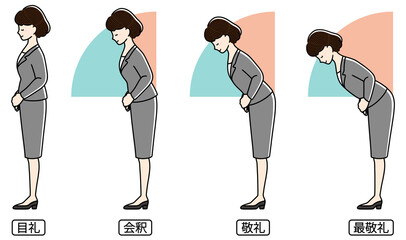 ビジネスウーマン、お辞儀の種類