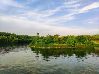 the sky and the trees, a view of Hancheng lake,XIAN