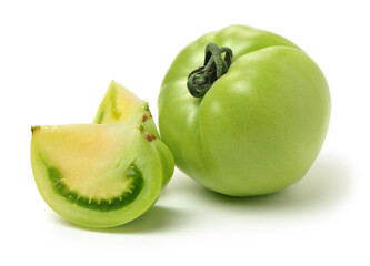 fresh green tomato isolated on white background