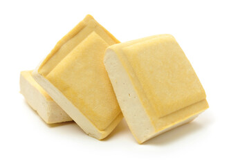 Tofu on a white background