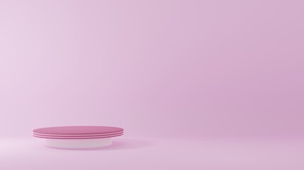 white Product Stand in pink room ,Studio Scene For Product ,minimal design,3D rendering	