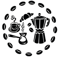 coffee cup and coffee beans